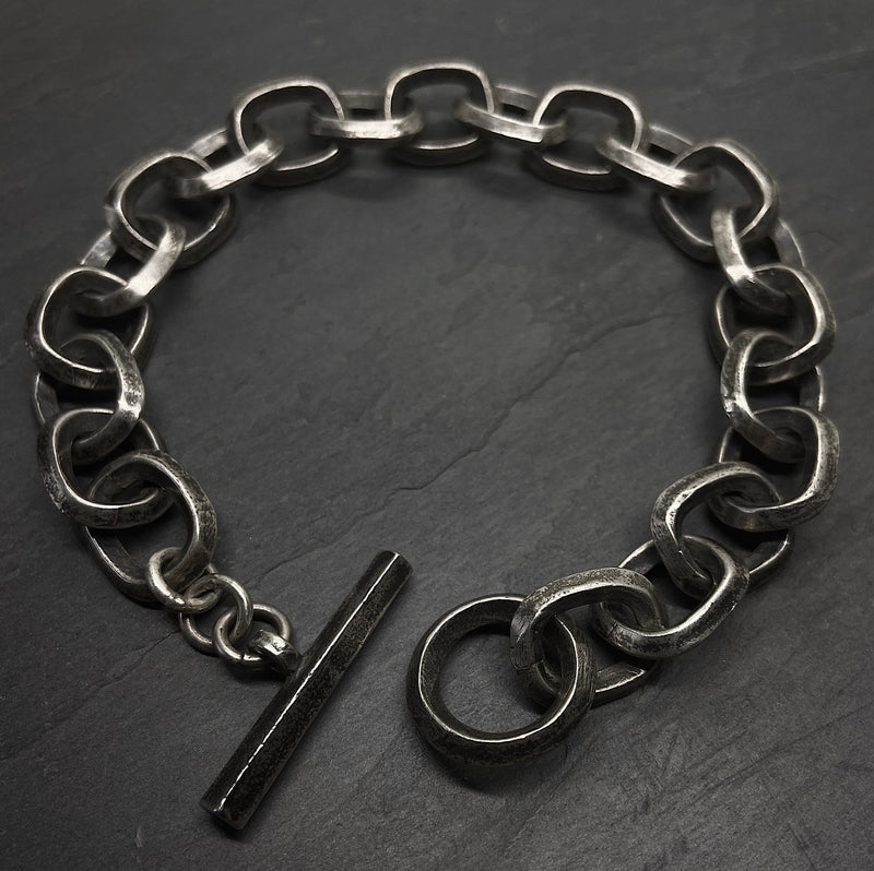 Ridge Link Chain Bracelet in Silver